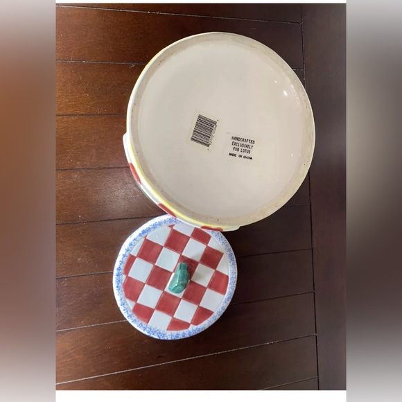 Vintage Lg Christmas Cookie Jar Tree Wreath  Hand Painted Ceramic LOTUS 1995 - Picture 5 of 8